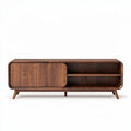 Meuble TV en bois noir 120 x 40 x 50cm design contemporain avec rangement