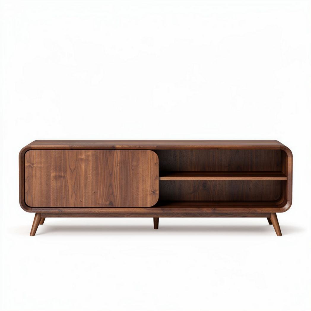 Meuble TV en bois noir 120 x 40 x 50cm design contemporain avec rangement