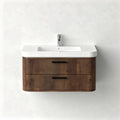 Meuble de salle de bain suspendu en bois avec lavabo en céramique 60 x 45 x 20cm