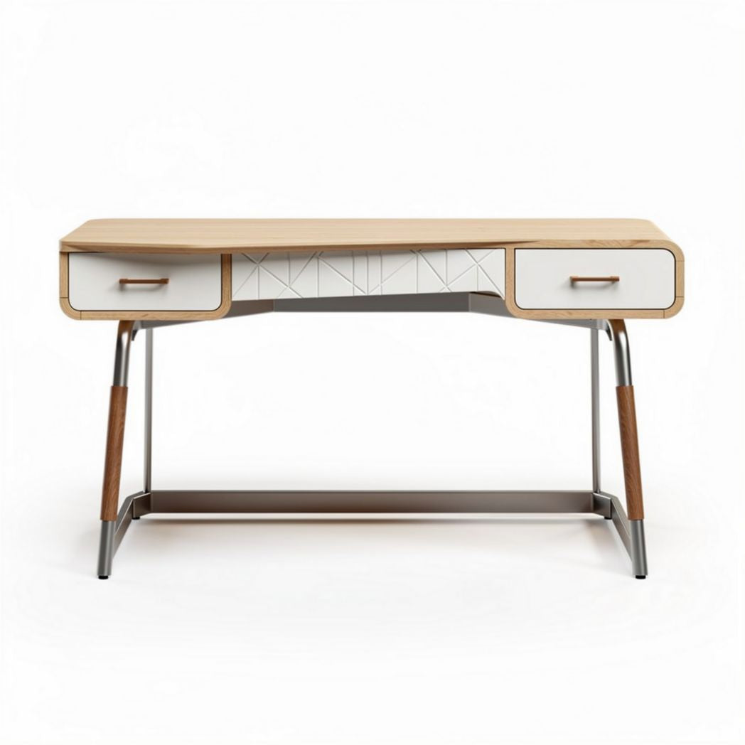 Bureau en bois et métal avec deux tiroirs de rangement 120 x 60 x 75cm