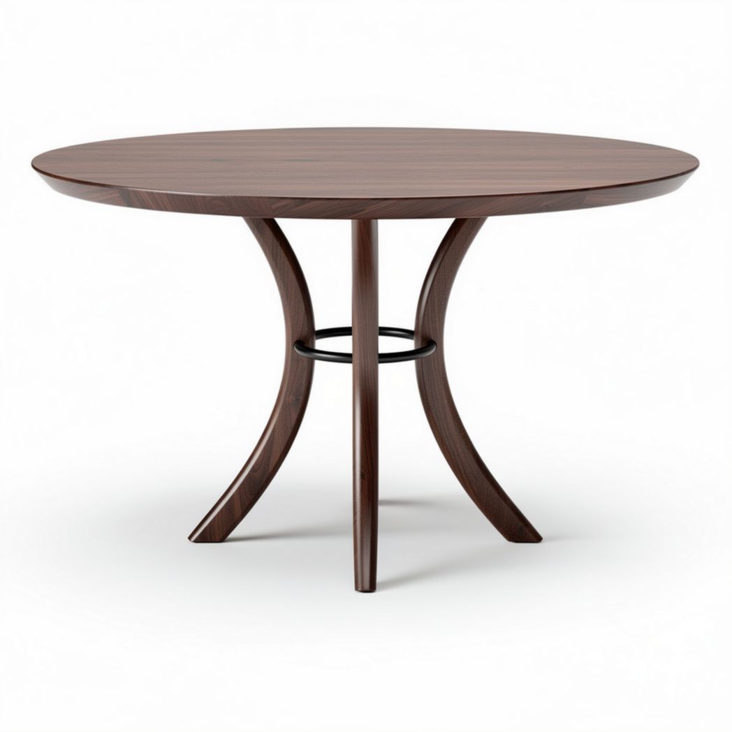 Table ronde en bois noyer avec pieds en métal 100 x 100 x 75 cm