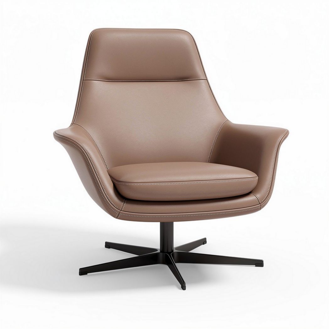 Fauteuil pivotant en cuir synthétique couleur marron dimensions 80 x 80 x 95cm