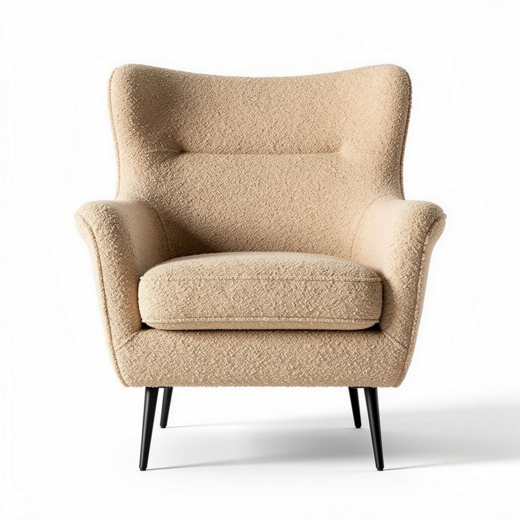 Fauteuil en tissu beige avec pieds en métal dimensions 80 x 70 x 85cm