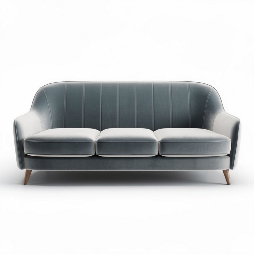 Canapé en velours gris clair dimensions 200 x 90 x 80cm pour salon