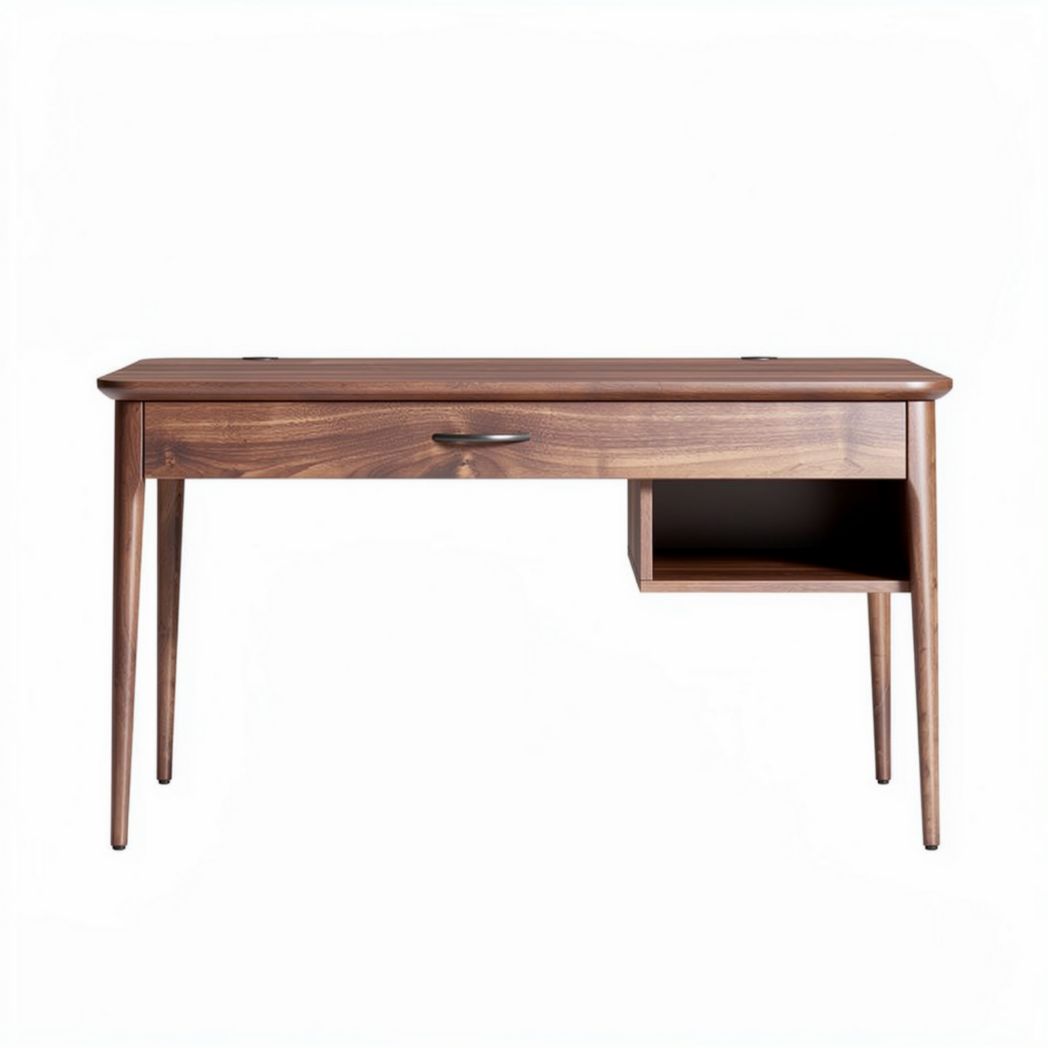 Bureau en bois de noyer 120 x 60 x 75 cm avec tiroir et étagère intégrée