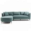 Canapé d'angle en tissu bleu clair dimensions 200 x 90 x 85 cm avec coussin inclus