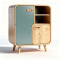 Meuble de rangement en bois avec porte en verre vert dimensions 80 x 40 x 90cm