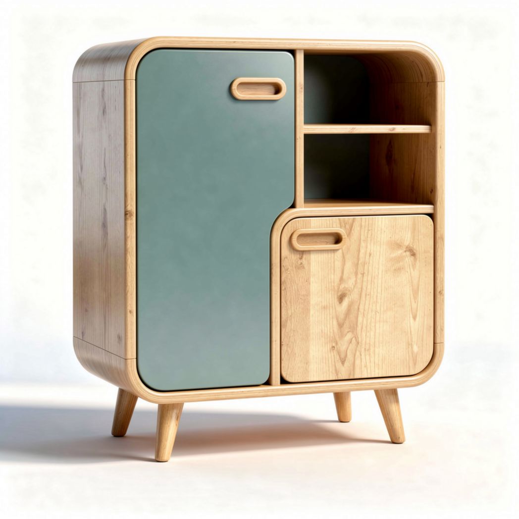 Meuble de rangement en bois avec porte en verre vert dimensions 80 x 40 x 90cm